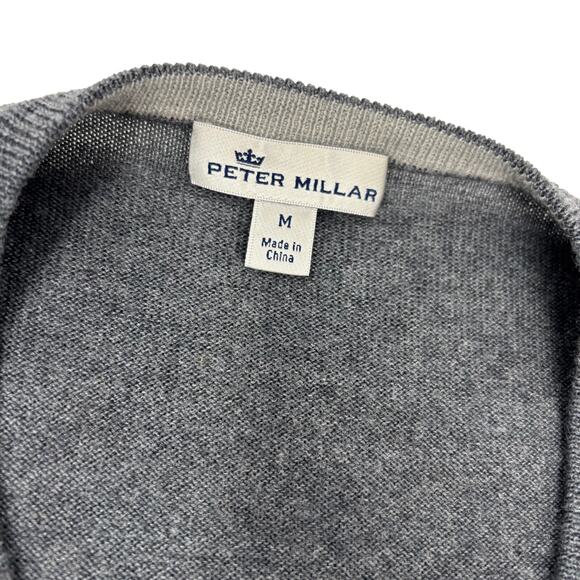 Peter Millar Medium Gray Wool Silk Blend Long Sleeve V Neck Pullover Sweater - Picture 2 of 5